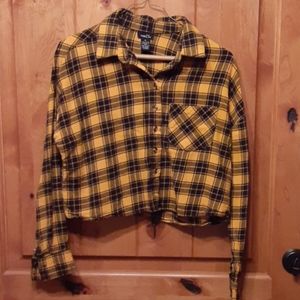 Flannel crop top shirt